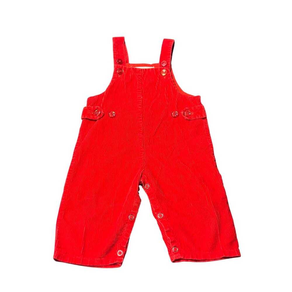 VTG Kmart Baby Red Corduroy Overalls‎ Romper 12M Jumper 10.5"x22" Classic